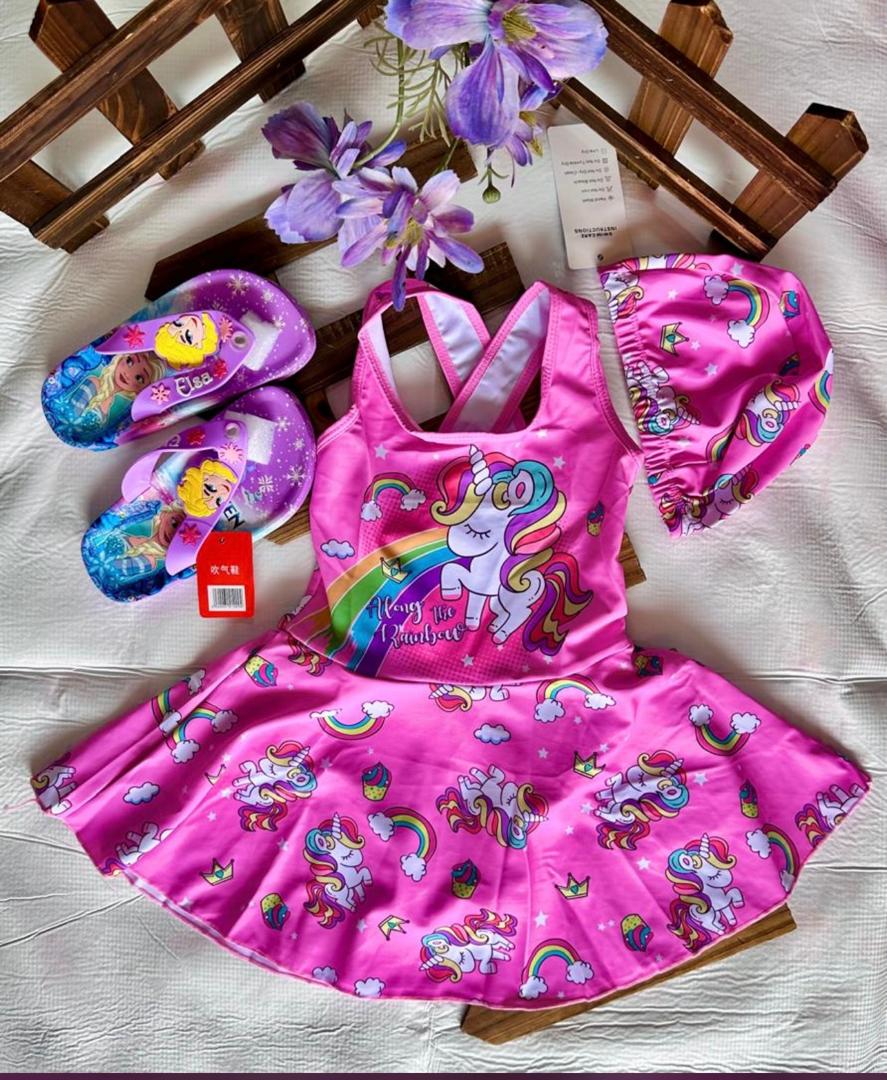 swimming costume and slippers