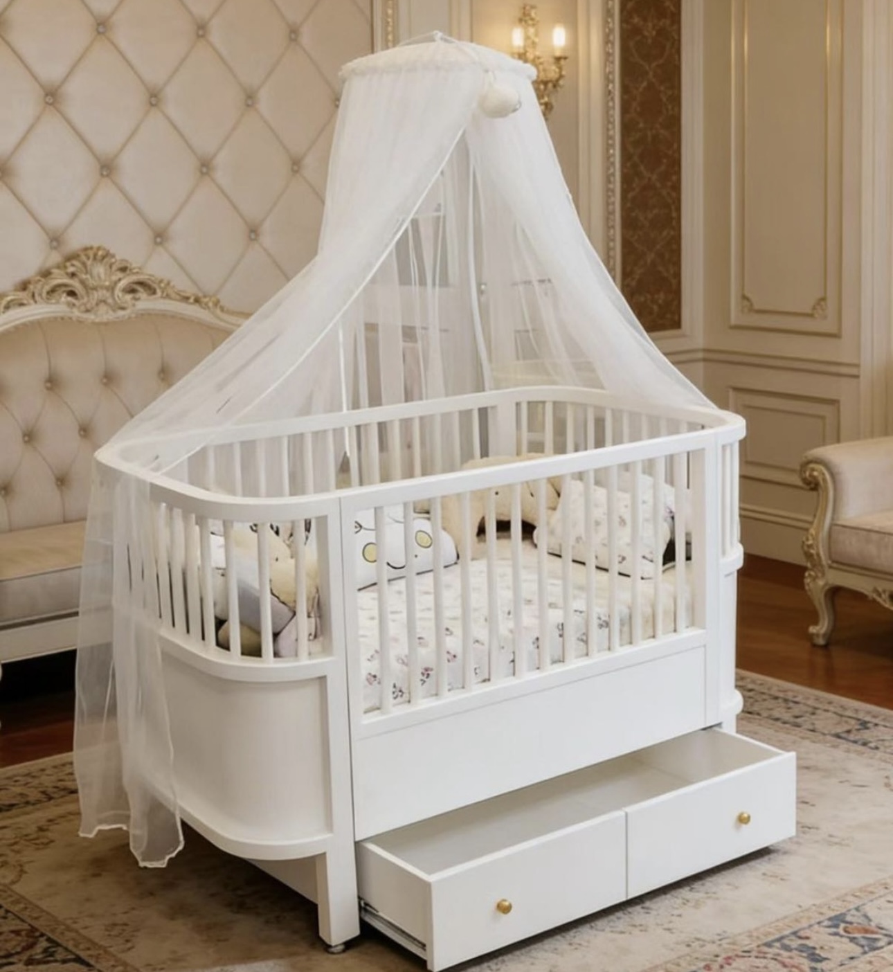 Baby cot with an under storage