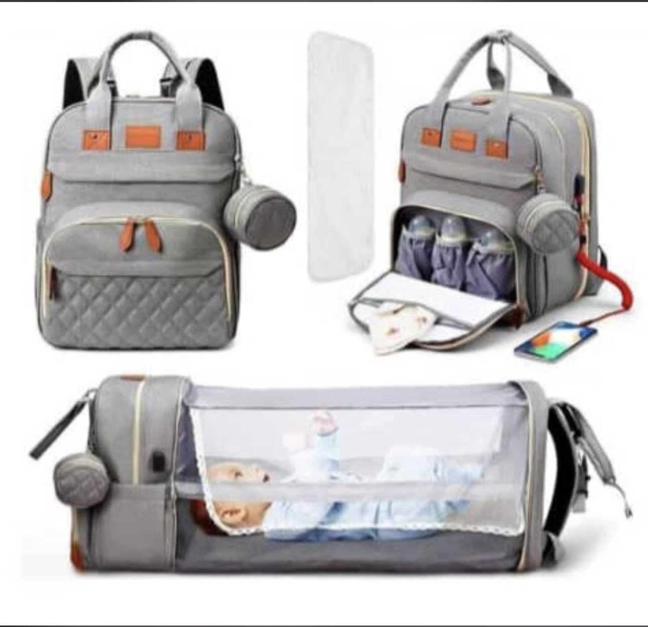 Back pack diaper bag and bed